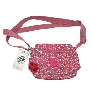 Kipling Sabian Crossbody Bag Floral Dainty Daisies Pink Adjustable Strap Gorilla